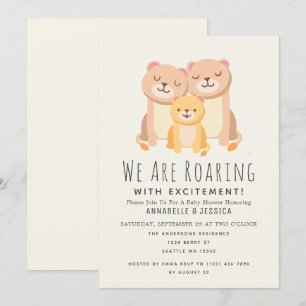 Invitation Lion Roaring Excitations 2 moms Baby shower