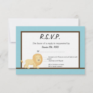 Invitation Lion RSVP 3x5 bleu Jungle