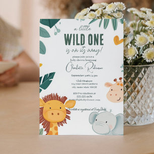 Invitation Lion Safari, Baby shower des girafes d'éléphant