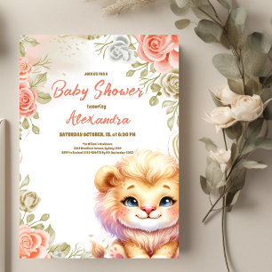 Invitation Lion Woodland Baby Safari bébé Animaux