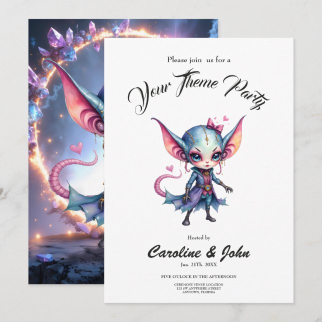 Invitation Liora – Cœur de cristal venu des étoiles  (Devant / Derrière)