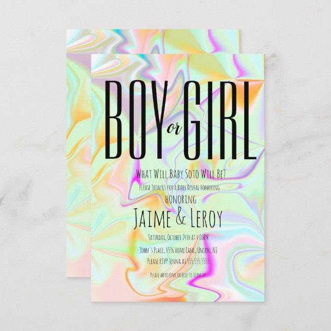 Invitation Liquid Iridescendance Sexe Révéler Lui ou Elle (Devant / Derrière)