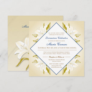Invitation Lis d'or et bleu marine Quinceañera