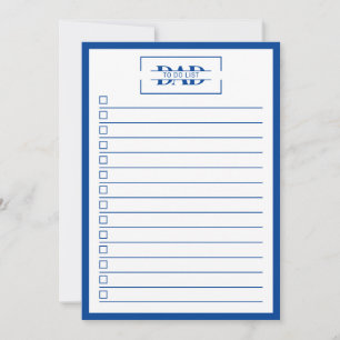 Invitation Liste de choses à faire Papa Moderne Monogramme 5"