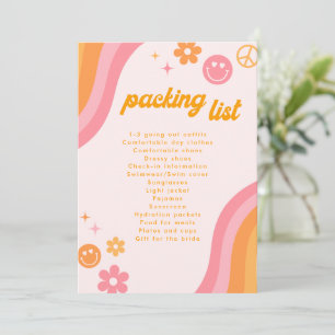 Invitation Liste de colisage rose et orange rétro