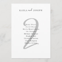 Liste de invités de mariage minimal audacieux Numé