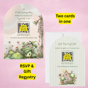 Invitation Liste de naissance/Cadeaux Bébé Caterpillar QR Cod