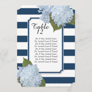 Invitation Liste de placement de table aux Hortensias Bleus A