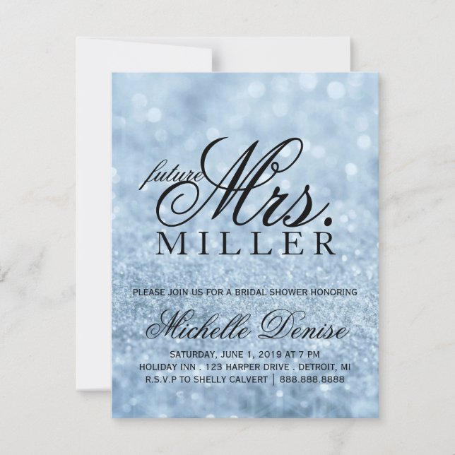 Invitation - Lit Blue Glit Fab futur Mme Bridal (Devant)