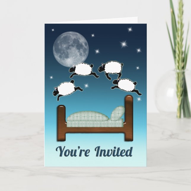 Invitation Lit, ciel, et compte des moutons la nuit invité (Devant)