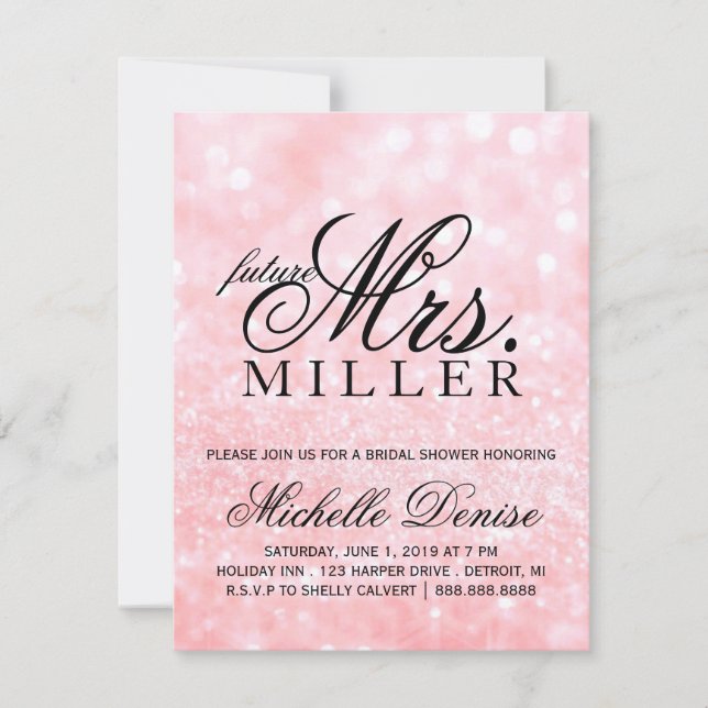 Invitation - Lit Pink Glit Fab futur Mme Bridal (Devant)