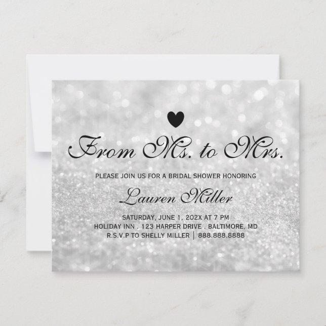 Invitation - Lit Silver Glit Fab Mme Mme Fête des  (Devant)