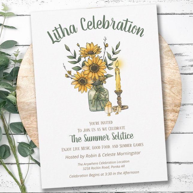 Invitation Litha Fleurs d'été Tournesols dans un vase Solstic (Créateur téléchargé)