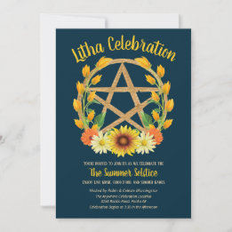 Invitation Litha Summer Solstice Gold Star Wicca Sabbat