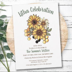 Invitation Litha Summer Solstice Sunflower Honeycomb