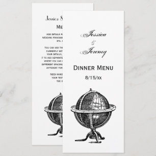 Invitation Lithographie du monde vintage dessin BW