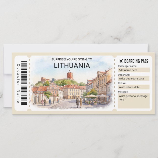 Invitation Lithuania Trip Boarding Pass Ticket (Devant)