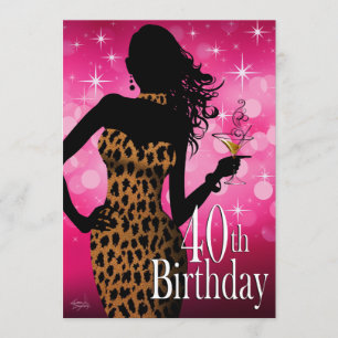 Invitation Litika Bombshell Sparkle Leopard 40e anniversaire