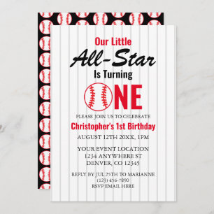 Invitation Little All Star Baseball 1er anniversaire