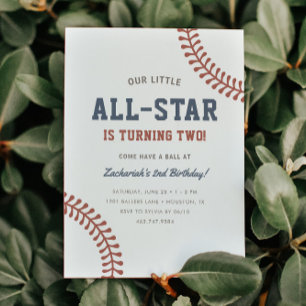 Invitation Little All-Star Baseball Boys 2e fête d'anniversai