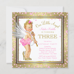 Invitation Little Angel Girls 3e anniversaire