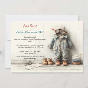 Invitation Little Aviator 1ère fête d'anniversaire