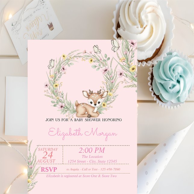 Invitation Little Baby Dear Floral Baby Shower (Créateur téléchargé)