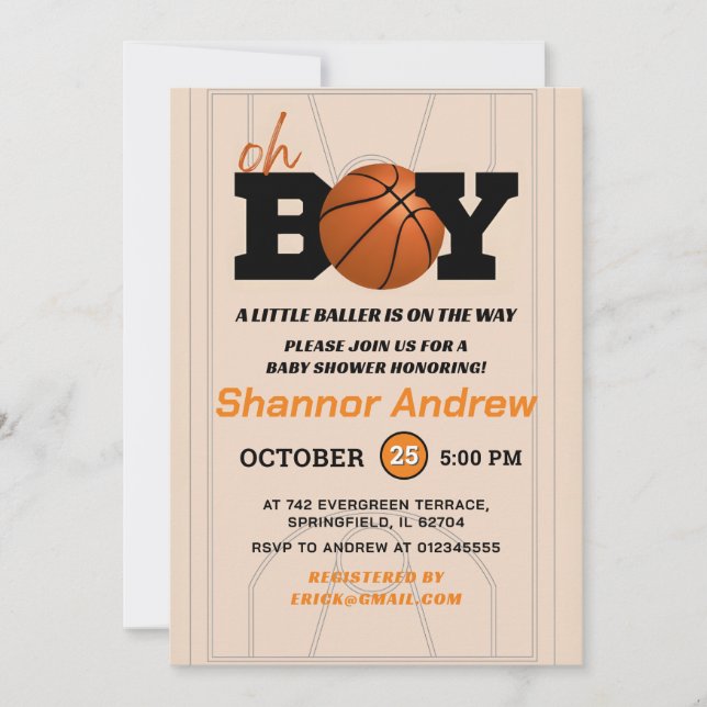 Invitation Little Baller est sur le chemin Baby shower de bas (Devant)