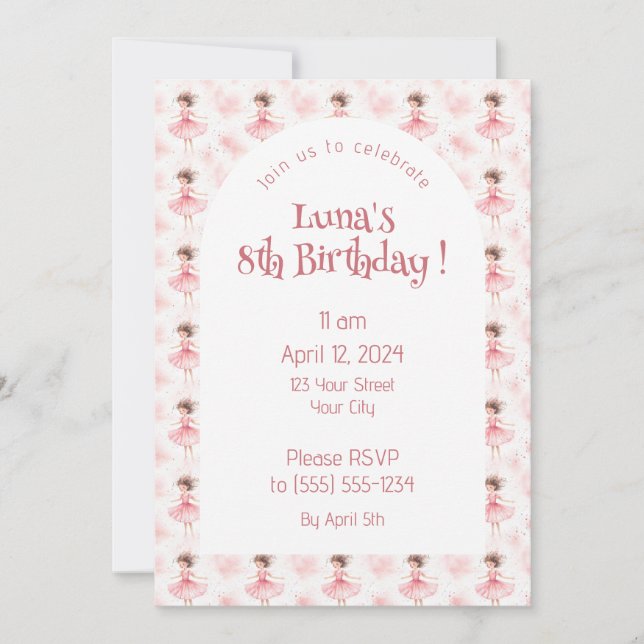 Invitation Little Ballerina #3 - Brunette Girl (Devant)