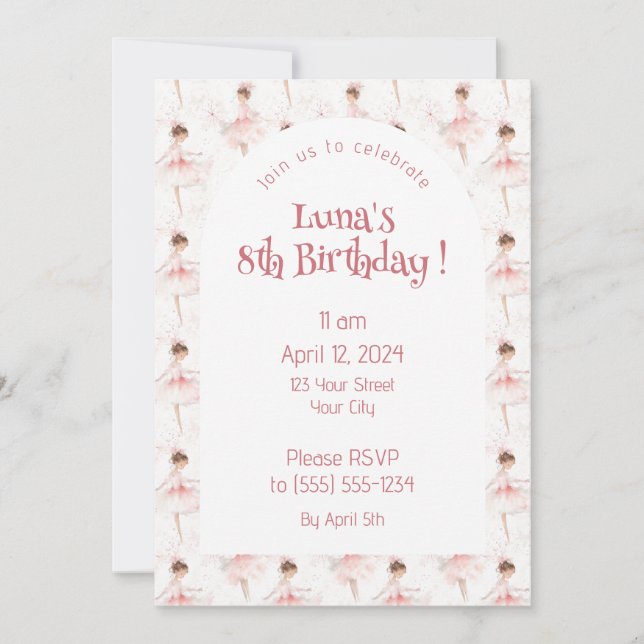 Invitation Little Ballerina #4 - Fille asiatique (Devant)