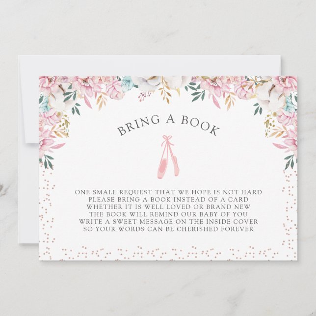 Invitation Little Ballerina Apportez un livre (Devant)
