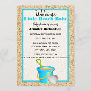 Invitation Little Beach Baby Turquoise Sand Pail Baby shower