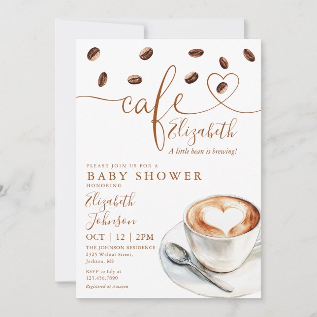 Invitation Little Bean Brewing Cafe Coffee Baby Shower (Devant)