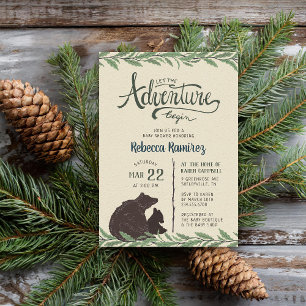 Invitation Little Bear Rustic Long Distance Baby shower