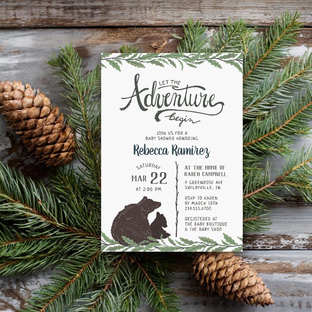 Invitation Little Bear Rustic Long Distance Baby shower (Créateur téléchargé)