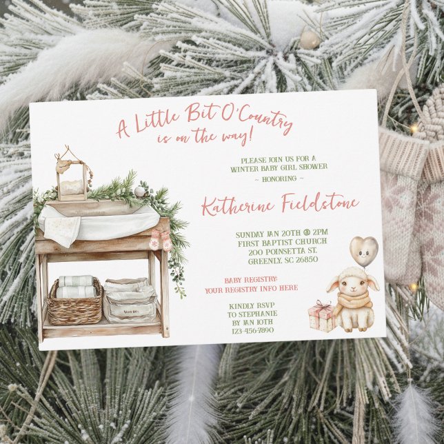 Invitation Little Bit Of Country Winter Boho Baby Girl Shower (Créateur téléchargé)
