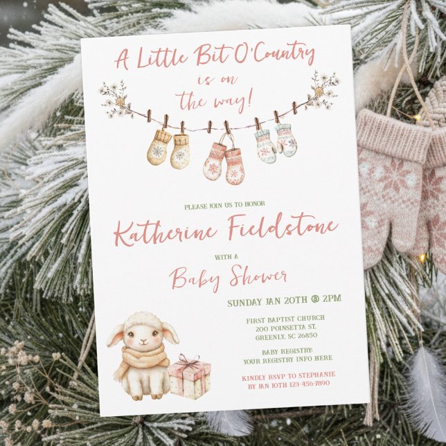 Invitation Little Bit Of Country Winter Boho Baby Girl Shower (Créateur téléchargé)