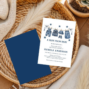 Invitation Little Blue Jean arrive, Baby Shower denim,