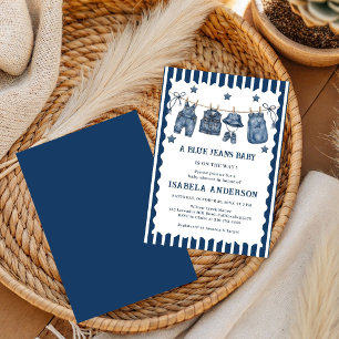 Invitation Little Blue Jean arrive, Baby Shower denim,