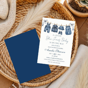 Invitation Little Blue Jean arrive, Baby Shower denim,