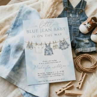 Invitation Little Blue Jean Baby Is On The Way Baby Shower