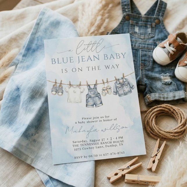 Invitation Little Blue Jean Baby Is On The Way Baby Shower (Créateur téléchargé)