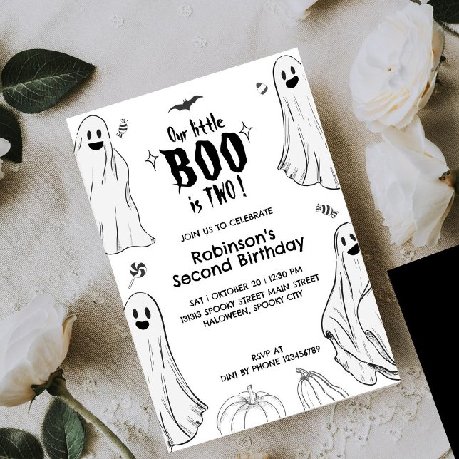 Invitation Little Boo a deux ans Halloween 2e anniversaire  (Créateur téléchargé)