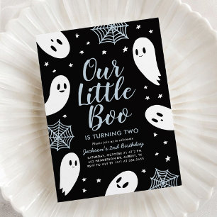 Invitation Little Boo Blue Ghost Halloween Anniversaire