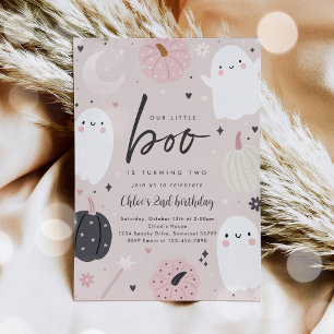 Invitation Little Boo Boho Halloween Ghost 2e fête d'annivers