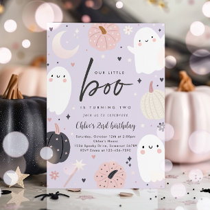 Invitation Little Boo Boho Halloween Ghost 2e fête d'annivers