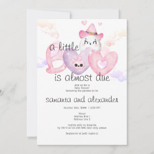 Invitation Little BOO Coquette rose Baby shower gothique crân