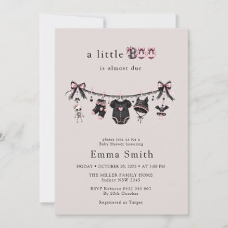 Invitation Little Boo Corde à Linge Fille Baby Shower