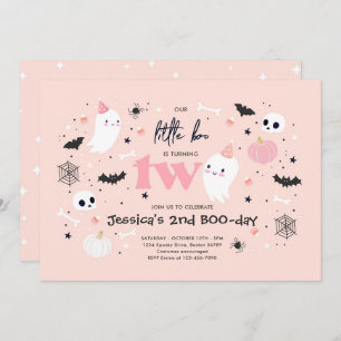 Invitation Little Boo Cute Pink Ghost Halloween 2e anniversai