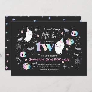 Invitation Little Boo Cute Pink Ghost Halloween 2e anniversai